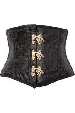 Black Brocade Steel Boned Mini Cincher Corset