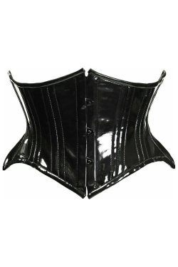 Black Patent PVC Double Steel Boned Waist Cincher Corset