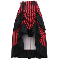 Red and Black Striped Bustle Skirt