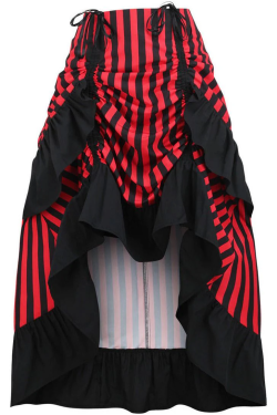 Red and Black Striped Bustle Skirt