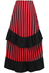 Red and Black Striped Bustle Skirt