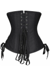 Black Satin Double Steel Boned Curvy Cut Waist Cincher Corset