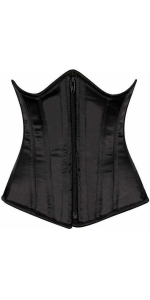 Black Zip Front Underbust Steel Boned Corset