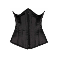 Black Zip Front Underbust Steel Boned Corset