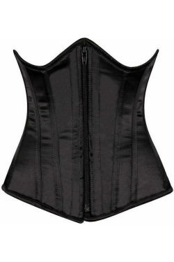 Black Zip Front Underbust Steel Boned Corset