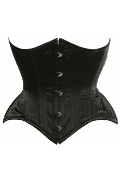 Black Satin Double Steel Boned Waist Cincher Corset