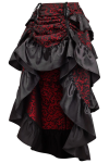 Red and Black Brocade Bustle Skirt