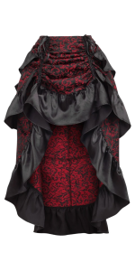 Red and Black Brocade Bustle Skirt