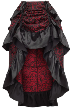 Red and Black Brocade Bustle Skirt