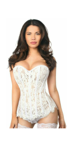 Elegant White Lace Rhinestone Steel Boned Corset