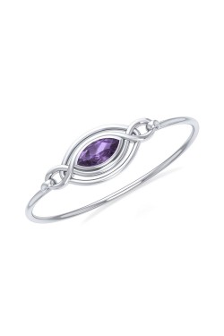 Celtic Knots Amethyst Silver Bangle Bracelet