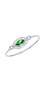 Celtic Knots Emerald Silver Bangle Bracelet