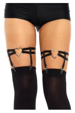 Black Heart Leg Garters