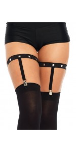 Studded Black Leg Garters