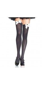 Bow Top Opaque Nylon Thigh Highs