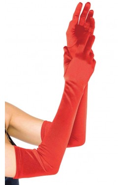 Red Satin Extra Long Opera Gloves