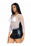 White Fishnet Long Sleeve Shirt