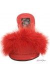 Amour Red Maribou Trimmed Slipper