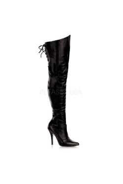 Legend Black Lace up Back Leather Thigh High Boots