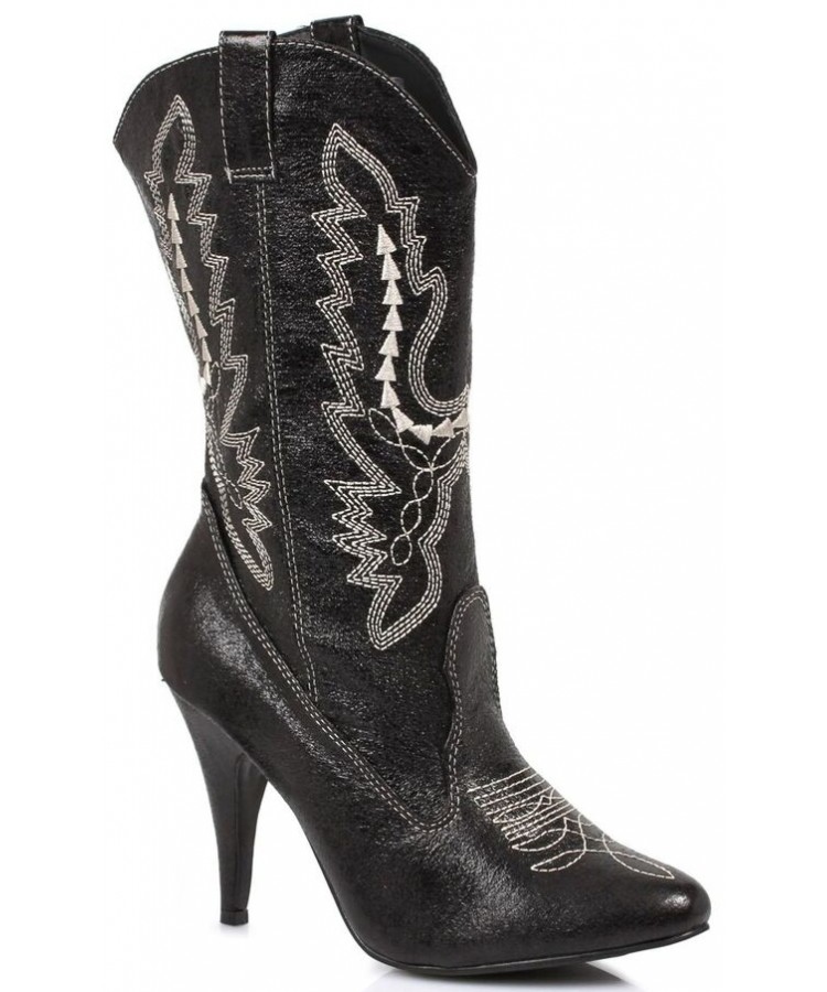 Black Scrolled Cowgirl Boots with 4 