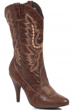 Brown Scrolled Cowgirl Boots