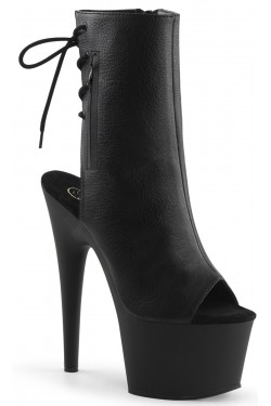 Black Peep Toe and Heel Platform Ankle Boots