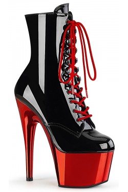 Red Chrome Platform Adore Black Granny Ankle Boots