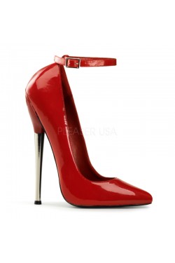 Dagger Red Extreme Heel Ankle Strap Pump