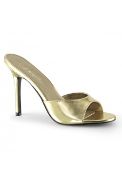 Classique Gold Faux Leather 4 Inch Mule