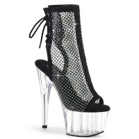 Rhinestone Mesh Platform Ankle Boots