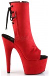 Red Suede Peep Toe and Heel Platform Ankle Boots