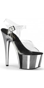 Silver Chrome Platform Clear Strap Platform Sandal